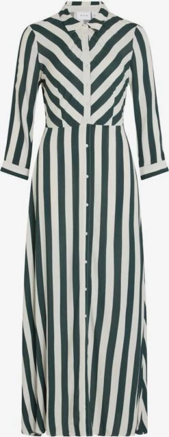 Vila Maxi Jurken Jurk Dames Donkergroen / Wit