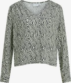 Vila Longsleeves Shirt Dames Lichtgrijs / Zwart