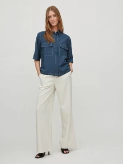 Vila Overhemden Blouse Dames Donkerblauw -Vila 81f079bb807e970deee715eba67075db