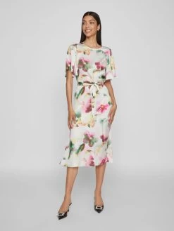 Vila Midi Jurken Jurk ALAN Dames Wit -Vila 8464ba33e33e06bcfc9eba56f3a093d1