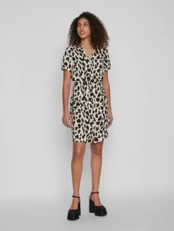 Vila Blousejurken Blousejurk Dames Beige / Zwart 12 Vila Blousejurken Blousejurk Dames Beige / Zwart -Vila 84c8afe8af39e2fd024d96036203bedf