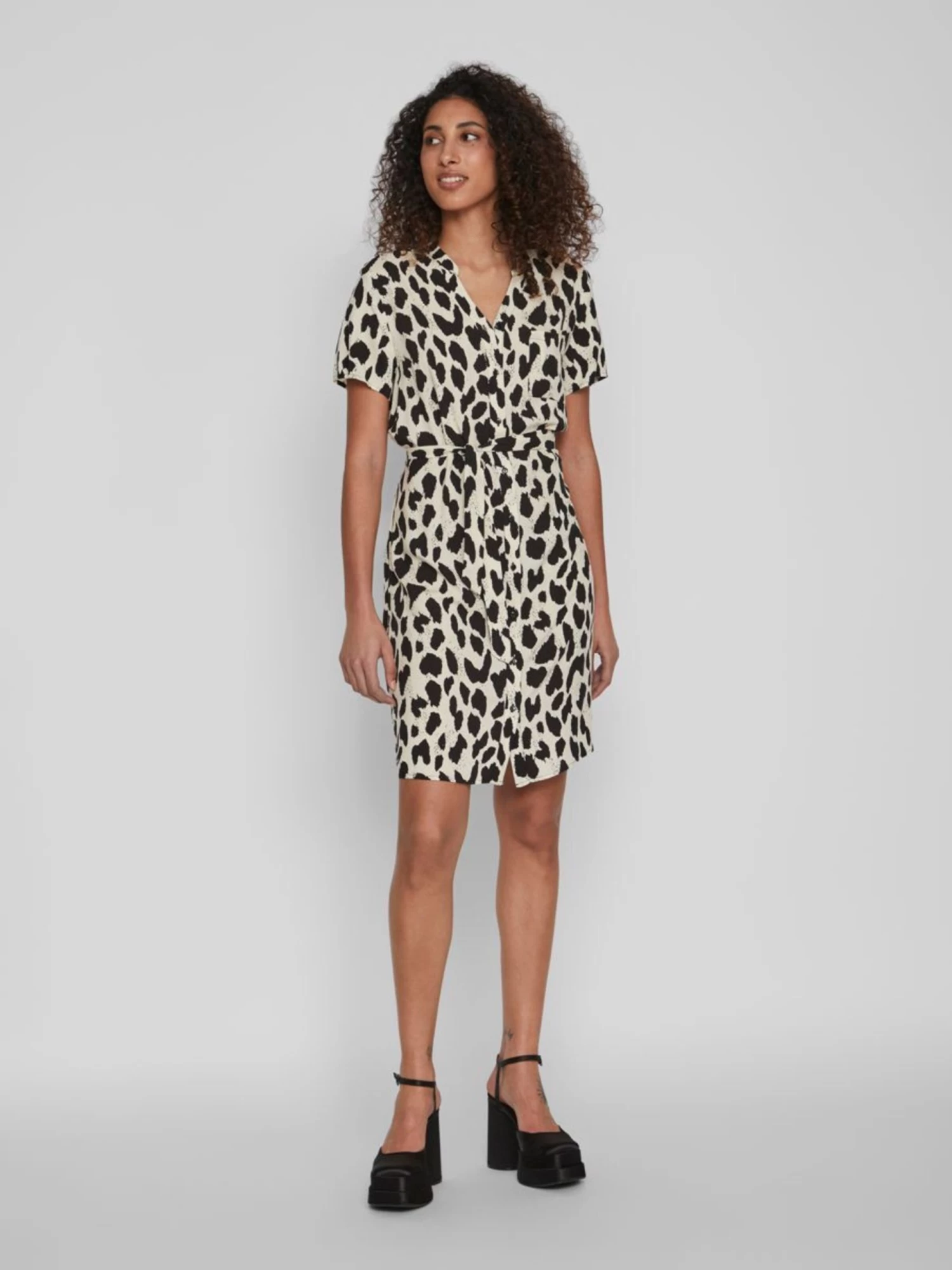 Vila Blousejurken Blousejurk Dames Beige / Zwart 7 Vila Blousejurken Blousejurk Dames Beige / Zwart - Afbeelding 5