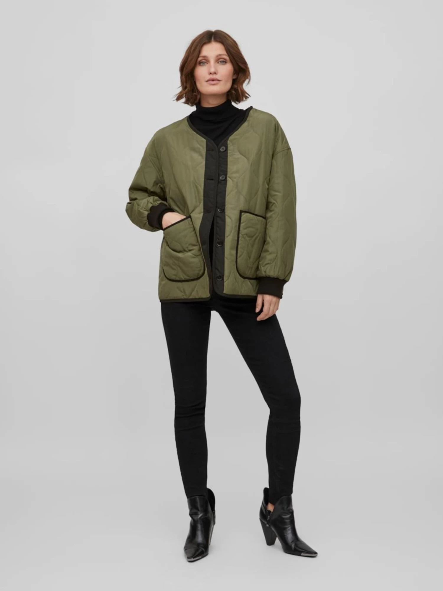 Vila Tussenjassen Tussenjas Dames Kaki 7 Vila Tussenjassen Tussenjas Dames Kaki - Afbeelding 5