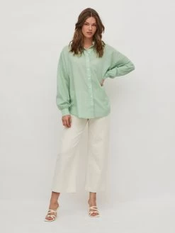 Vila Overhemden Blouse Dames Groen -Vila 868231dede9017f4268d86d9878cc6f7