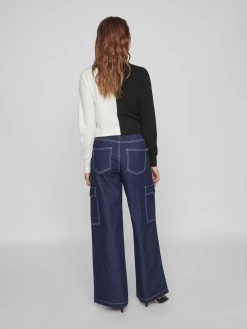 Vila Jeans Wide Leg Cargojeans KURILA Dames Donkerblauw -Vila 8b078fb961f5618f5af145a5c7e45955