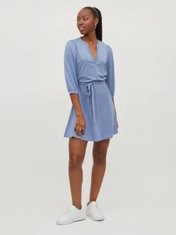 Blousejurken Blousejurk Edena Dames Smoky Blue -Vila 8e3ce90fbb40bc43b14740e6c0f275c3