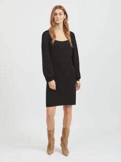 Vila Gebreide Jurken Gebreide Jurk Viril Dames Zwart -Vila 8e9d40b5f56d7390bfd25059b6a5a7f4