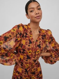 Vila Blousejurken Blousejurk Falia Dames Karamel -Vila 8edb1be3877037f7aad5003e4871dc7f