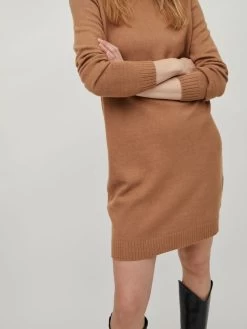 Vila Gebreide Jurken Gebreide Jurk Dames Bruin -Vila 8f8d56a93358dce33609ee9659f2f07c