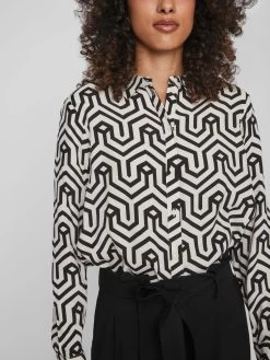Vila Overhemden Blouse Dames Zwart / Wit -Vila 91062286b0f390cee0dc3a19c9425a8b