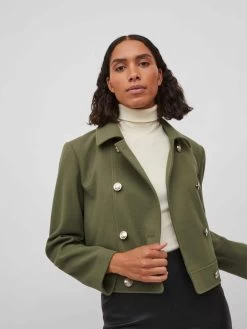 Vila Tussenjassen Tussenjas Dames Olijfgroen -Vila 93319e95c2a49a7e540fc0913afd0d2d