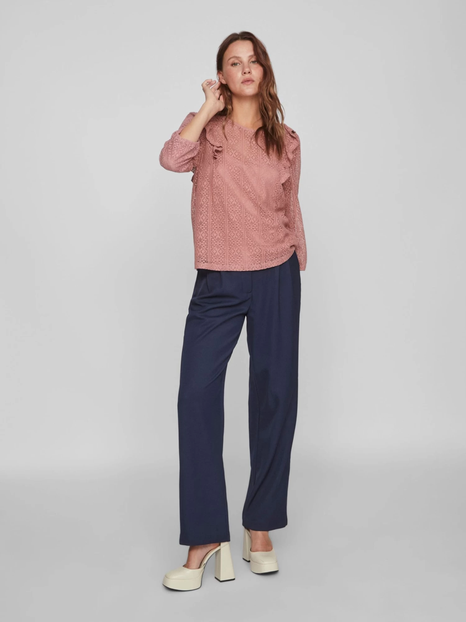 Vila Kanten Blouses Blouse Nesa Dames Oudroze 7 Vila Kanten Blouses Blouse Nesa Dames Oudroze - Afbeelding 5