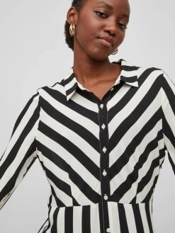 Vila Maxi Jurken Jurk Dames Zwart / Wit -Vila 94d05b6de5f74dac8225577106b6f07b