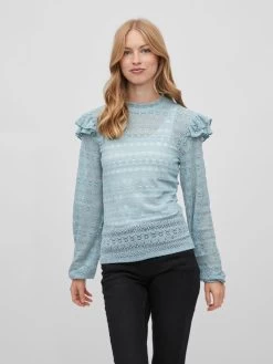 Vila Kanten Blouses Blouse Dames Lichtblauw -Vila 94dcc20f416eaaa5abeadb05fcbd4eea