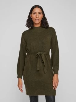 Vila Gebreide Jurken Gebreide Jurk Evah Dames Olijfgroen -Vila 95ae7b1f1ac506798bd3c564399d0279