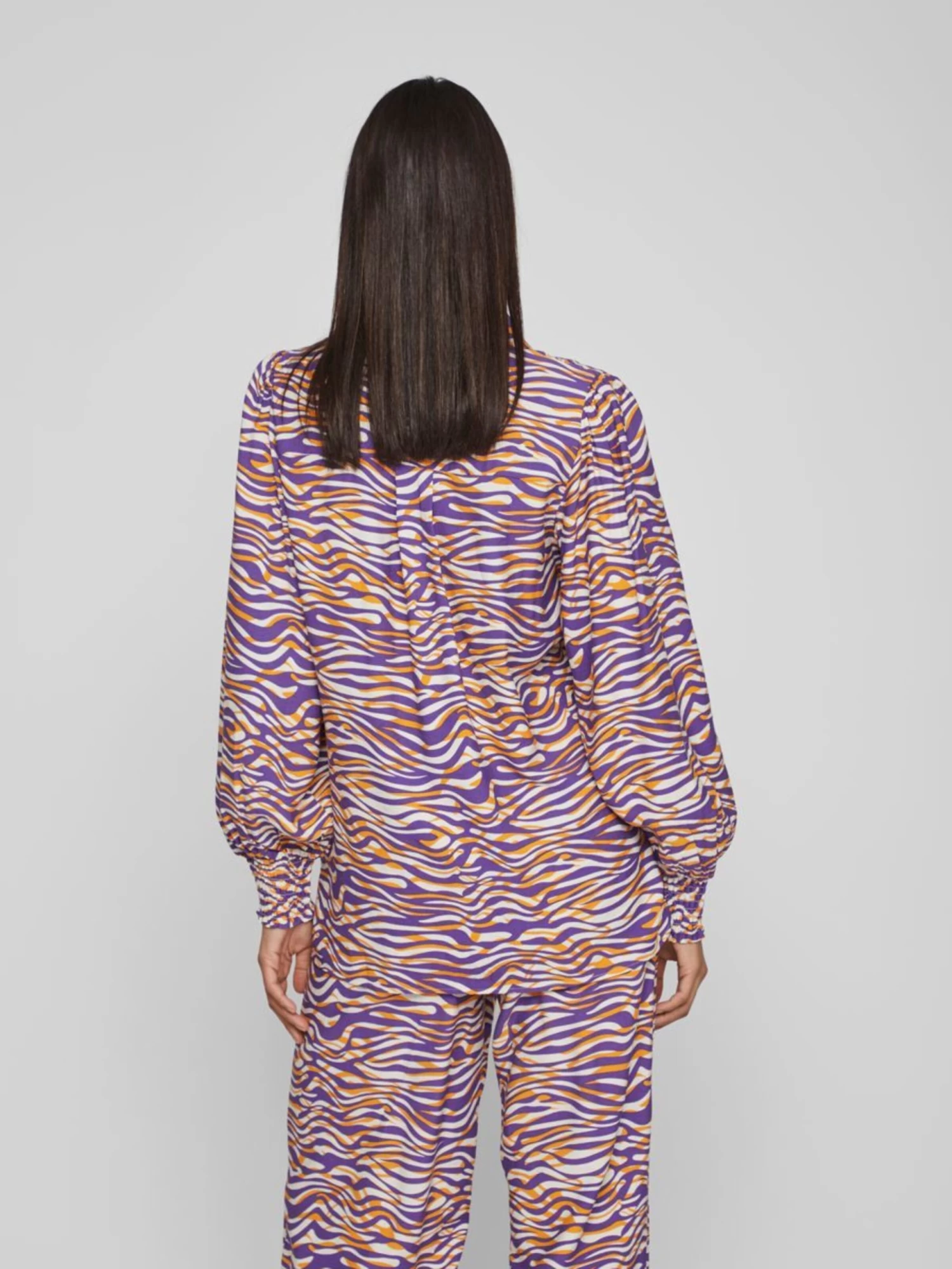 Vila Overhemden Blouse Dames Donkerlila / Oranje 6 Vila Overhemden Blouse Dames Donkerlila / Oranje - Afbeelding 4