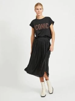 Vila Midi Rokken Rok BLAMIA Dames Zwart -Vila 96cc8a2af84347ffd4f8517f7bac2f8c