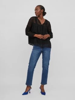 Vila Kanten Blouses Blouse Edee Dames Zwart -Vila 9763a1636dfe513d311093a373e3499e