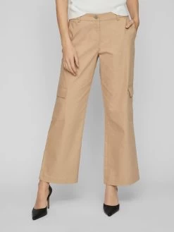 Vila Jeans Wide Leg Cargojeans Dames Beige -Vila 97a2a29109ce32bc9fb4cd8ad1b36a00