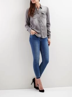 Vila Spijkerblouses Blouse Bista Dames Grijs -Vila 97c5cf61dd35db1247e055580c2e680d