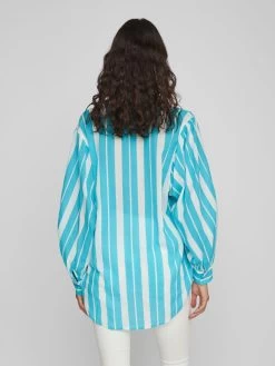 Vila Overhemden Blouse Dames Blauw / Wit -Vila 97d8e03afef6e12d099537df0efcba35