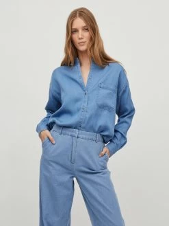 Vila Overhemden Blouse Bista Dames Blauw 11 Vila Overhemden Blouse Bista Dames Blauw -Vila 9a6aa3cde2a456ed830447106fcf17d1
