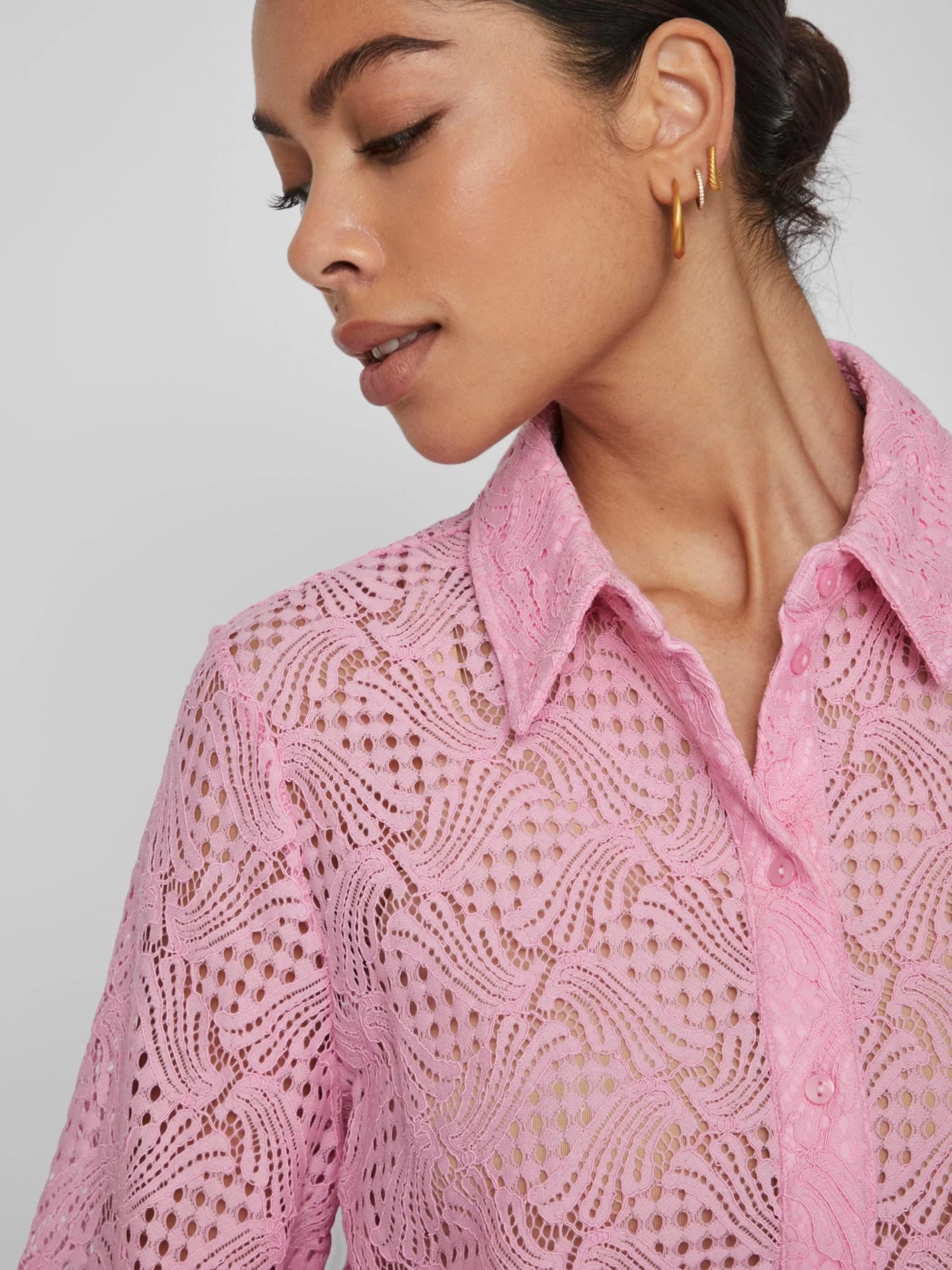 Vila Kanten Blouses Blouse Begena Dames Rosa 8 Vila Kanten Blouses Blouse Begena Dames Rosa - Afbeelding 6