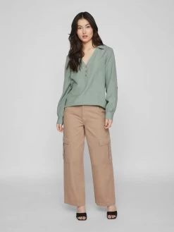 Vila Overhemden Blouse Prisilla Dames Pastelgroen -Vila 9f362efb8e498fd6faf7baa2e4a21bd5