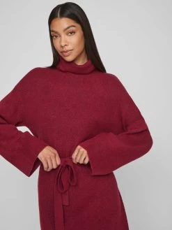 Vila Gebreide Jurken Gebreide Jurk Dames Rood Gemêleerd -Vila 9f36497caab436635b39b19ef404bf7c