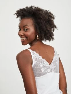 Vila Kanten Tops Top Dames Offwhite -Vila 9fab91cb4b9261fc99d555455301f5db