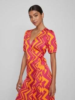 Vila Midi Jurken Jurk Hula Dames Fuchsia -Vila a075ac4c5da3061f3c45c4b726479048