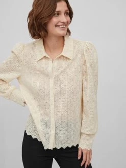 Vila Overhemden Blouse SIKKA Dames Beige -Vila a2072ca85006f71e26f70e0d291ffd77
