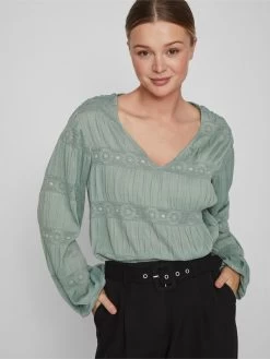 Vila Kanten Blouses Blouse Lea Dames Pastelgroen -Vila a20b9f35a2de416f8b1297b808f9f2e3