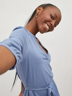 Blousejurken Blousejurk Edena Dames Smoky Blue -Vila a2212d064bb812bb3ea2246e3a047ffa