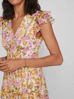 Vila Midi Jurken Jurk Dames Mandarijn / Kreeft / Lichtroze -Vila a2e6ebba4211694bc344bc154e0b15a1