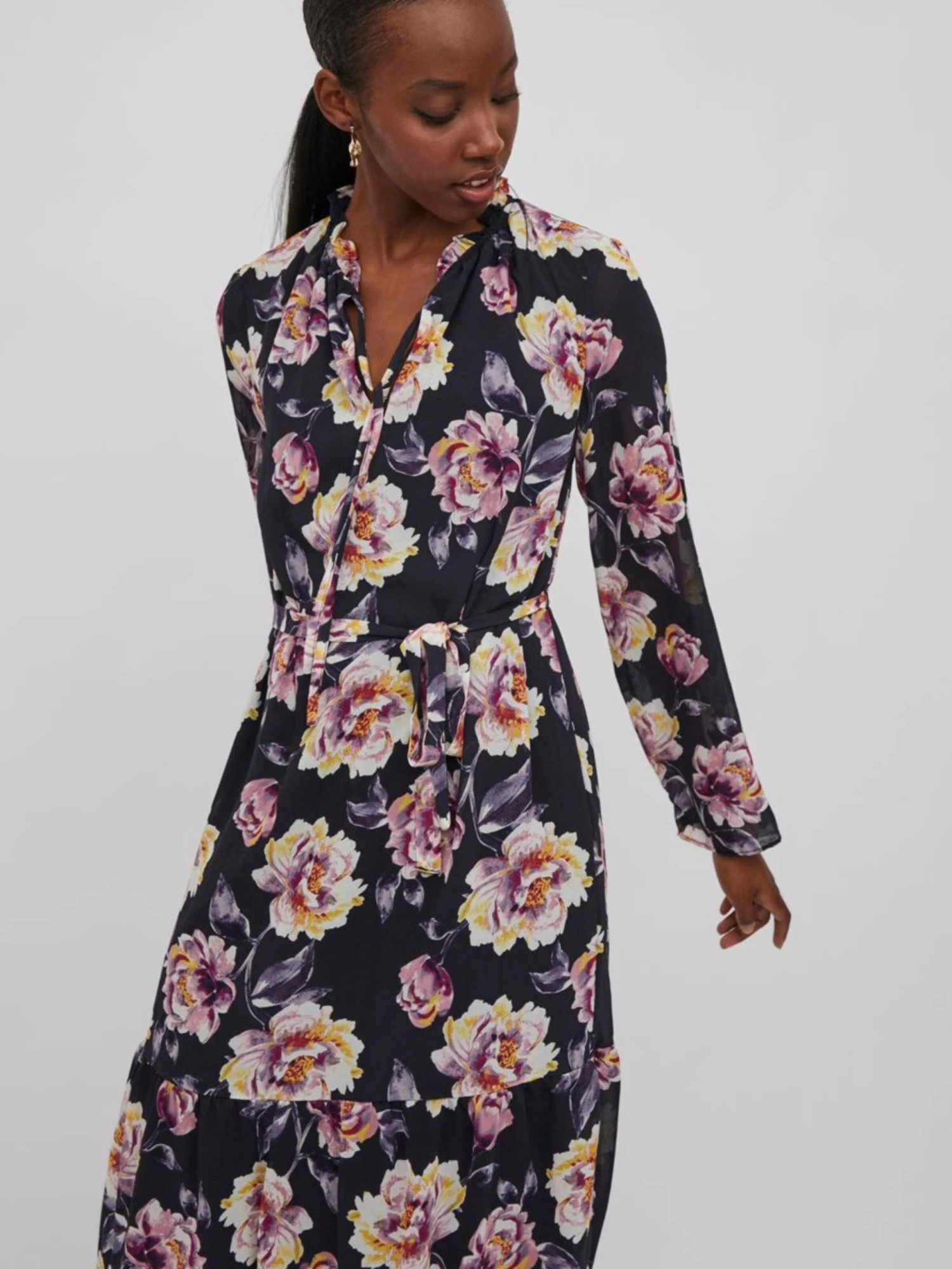 Vila Midi Jurken Jurk KAROLINA Dames Zwart 8 Vila Midi Jurken Jurk KAROLINA Dames Zwart - Afbeelding 6