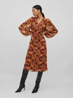 Vila Blousejurken Blousejurk Falia Dames Karamel -Vila a3a6a0bca10b459a77fcbc254cda8699