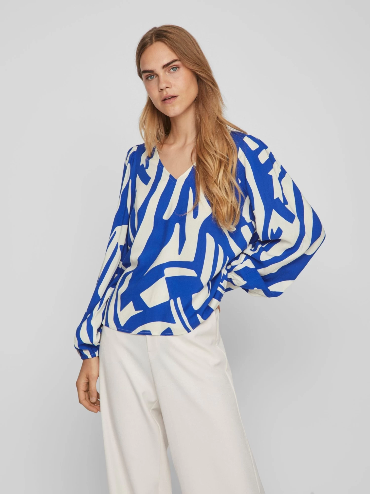 Vila Blouseshirts Blouse Dames Blauw / Wit 5 Vila Blouseshirts Blouse Dames Blauw / Wit - Afbeelding 3