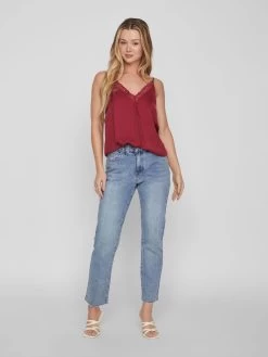 Vila Blouse Tops Blouse Dames Rood / Wijnrood -Vila a44436ca3eaaf3c6efa63e2a6c8cffdc