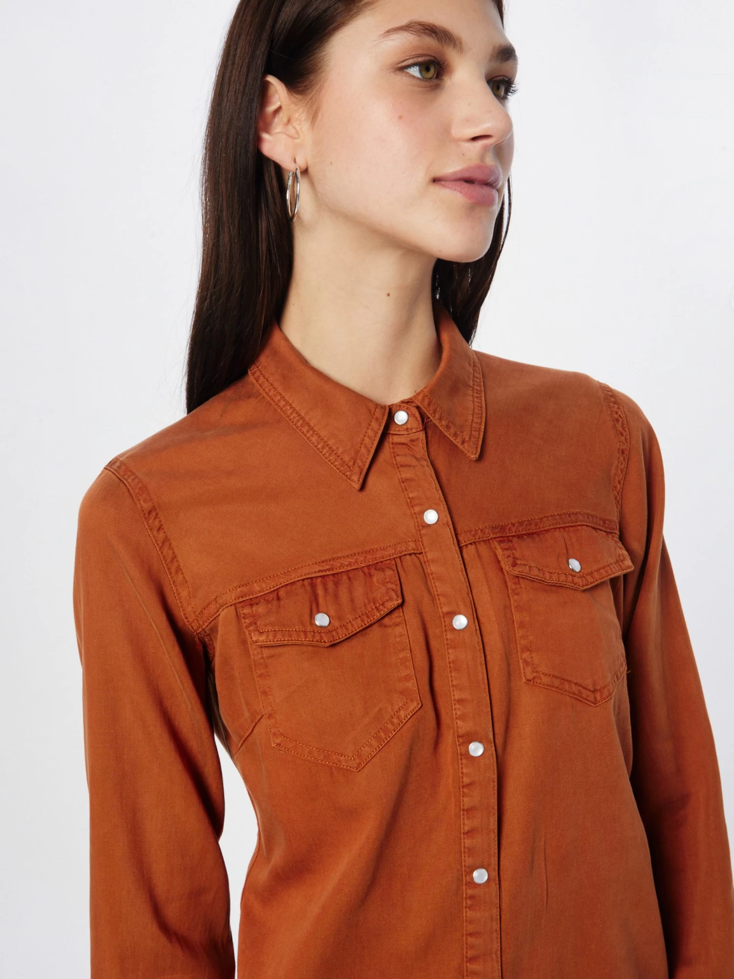 Vila Spijkerblouses Blouse Bista Dames Karamel 4 Vila Spijkerblouses Blouse Bista Dames Karamel - Afbeelding 2