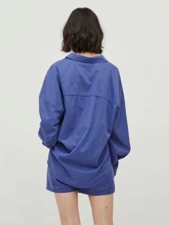 Vila Overhemden Blouse Dames Blauw -Vila a9fbb62e1ca969eec061ca9cee765934