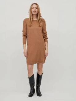 Vila Gebreide Jurken Gebreide Jurk Dames Bruin -Vila aa400f8e55f4b5e5c9c5777347a81406