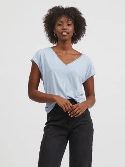 Vila T-shirts Shirt Dames Lichtblauw -Vila ab8335ef4576b909b6857543ba1a6a10