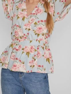 Vila Blouses Met Korte Mouw Blouse Dames Blauw -Vila add8ef50825b02cf103ff7a87807cb89