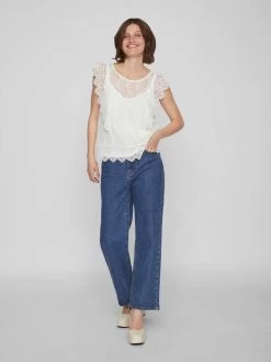 Vila Kanten Tops Top Dames Wit -Vila ae544a330faf5fee53c3b9839efe256c