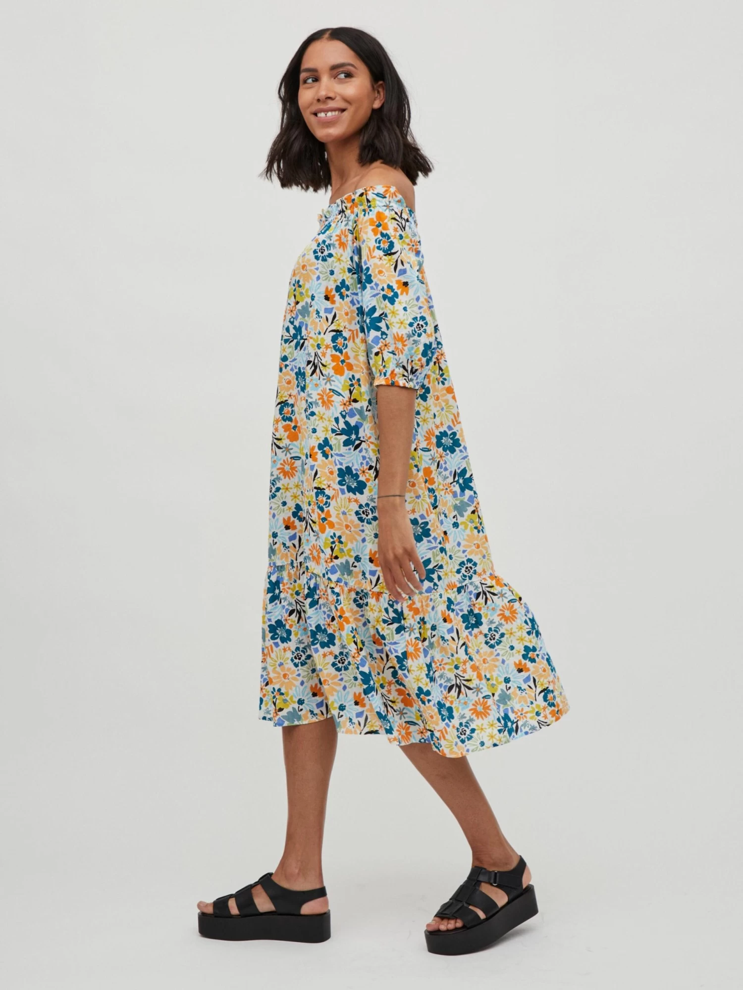 Vila Midi Jurken Jurk Mindy Dames Wit 7 Vila Midi Jurken Jurk Mindy Dames Wit - Afbeelding 5