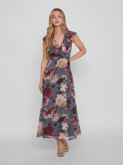 Vila Maxi Jurken Jurk Rilla Dames Duifblauw -Vila b012b91d9ada906a4fbcfeaaba014482