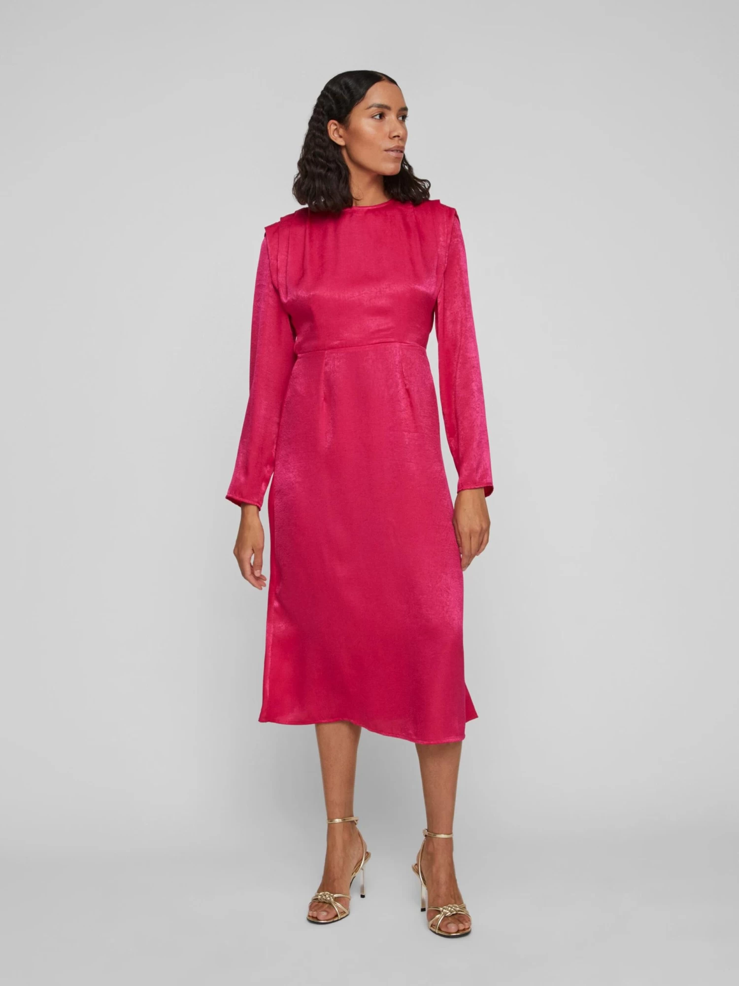 Vila Midi Jurken Jurk SCORPION Dames Fuchsia 5 Vila Midi Jurken Jurk SCORPION Dames Fuchsia - Afbeelding 3