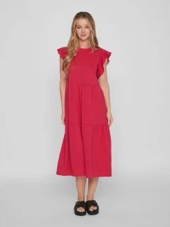 Vila Maxi Jurken Jurk Dames Rood -Vila b1d1b8d616ef8c05169bc0ab6a79ba79