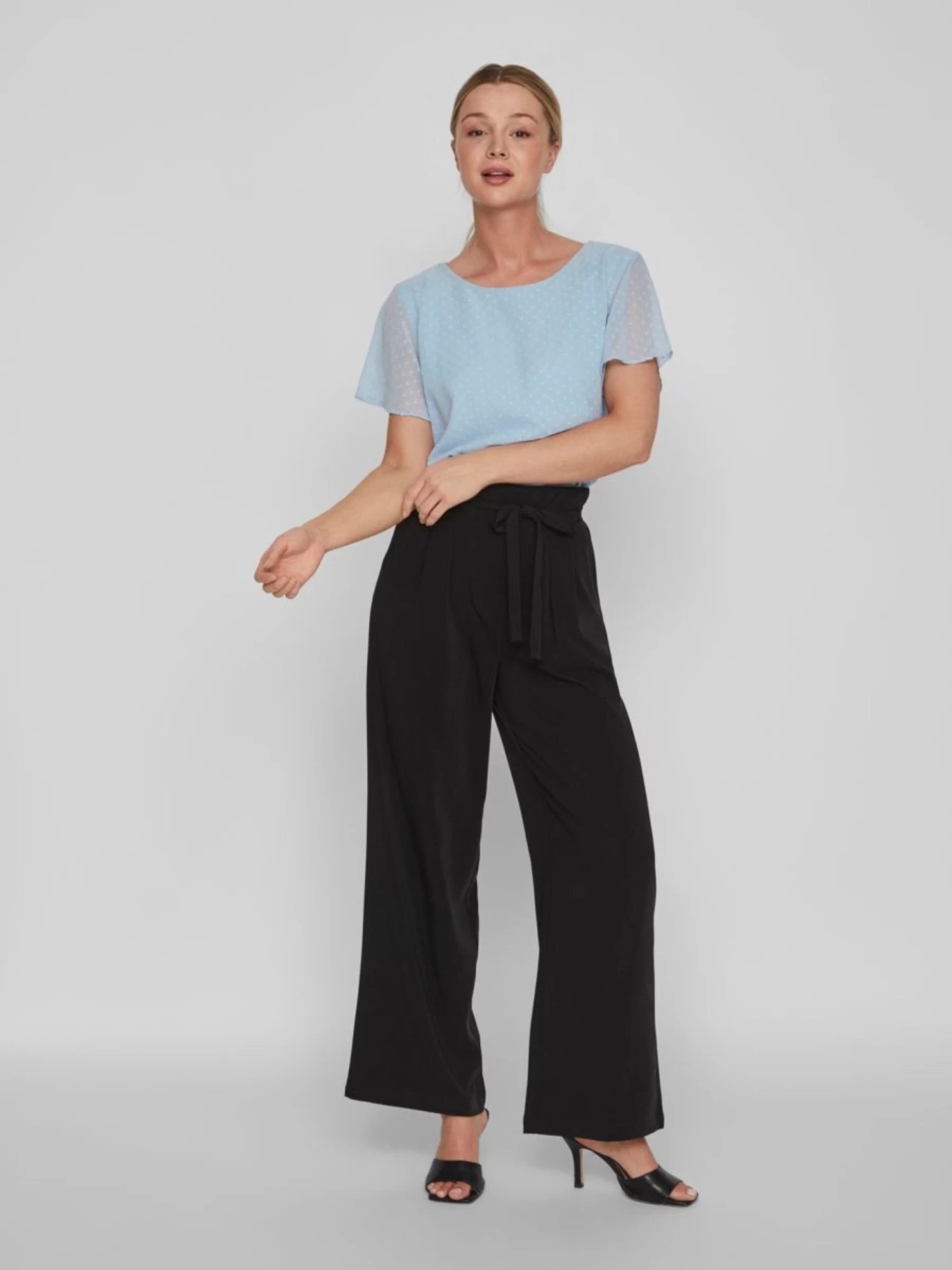 Vila Blouses Met Korte Mouw Blouse Dobby Dames Lichtblauw 7 Vila Blouses Met Korte Mouw Blouse Dobby Dames Lichtblauw - Afbeelding 5